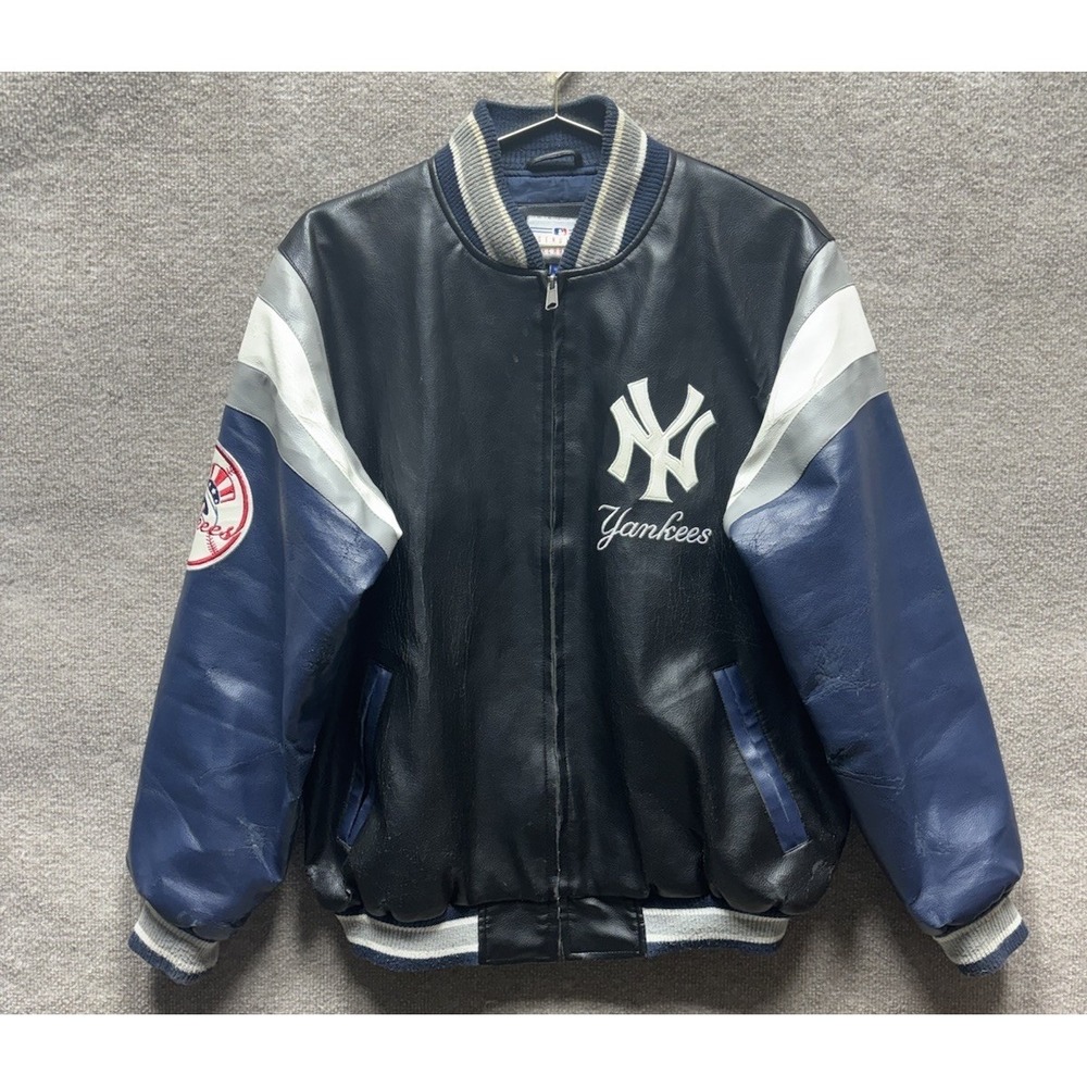 Vintage G III MLB Genuine Merch Polyvinyl New York Yankees Jacket Medium *FLAWS*